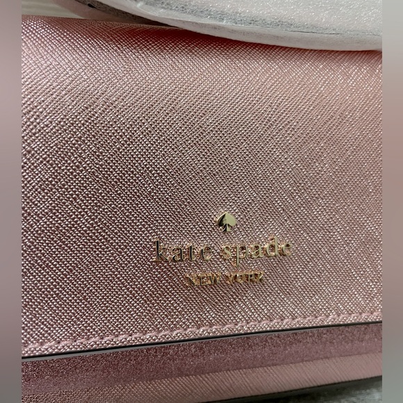 Kate Spade NWT Metallic Pink Glitter Duo Crossbody Bag and Cardholder - Picture 3 of 14